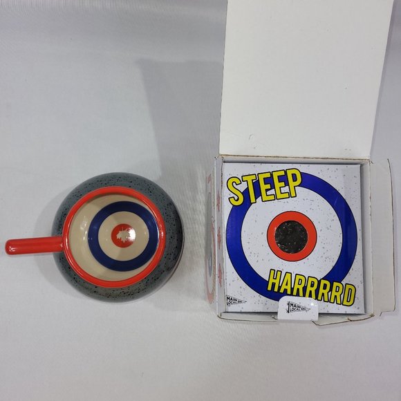 Main & Local Curling Rock Mug Coffee Cup Ceramic Hand Painted - Picture 2 of 4